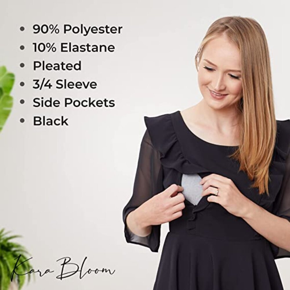 Kara Magnolia Maternity & Ruffle Pleated Nursing W/ Pockets Dress
